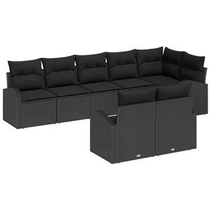 vidaXL Ensemble de canap&eacute; de jardin avec coussin 8 pcs Noir polyrotin