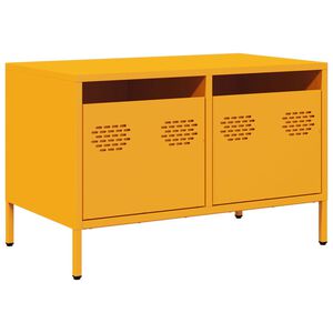 vidaXL Meuble TV jaune moutarde 68x39x43,5 cm acier lamin&eacute; &agrave; froid