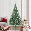 vidaXL Sapin de No&euml;l artificiel pr&eacute;-&eacute;clair&eacute; Vert 210 cm PVC