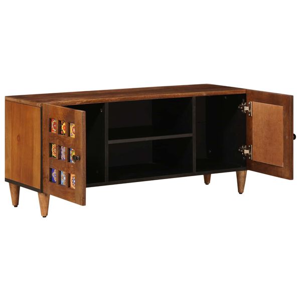 vidaXL Meuble TV Noyer 105 x 33 x 46 cm Bois de mangue massif