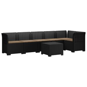 vidaXL Canap&eacute; de Jardin 6 Places avec Coussins Aspect Rattan PP