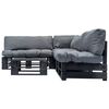 vidaXL Salon de jardin palette 4 pcs avec coussins gris bois