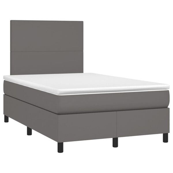 vidaXL Sommier &agrave; lattes de lit avec matelas gris 120x190 cm similicuir