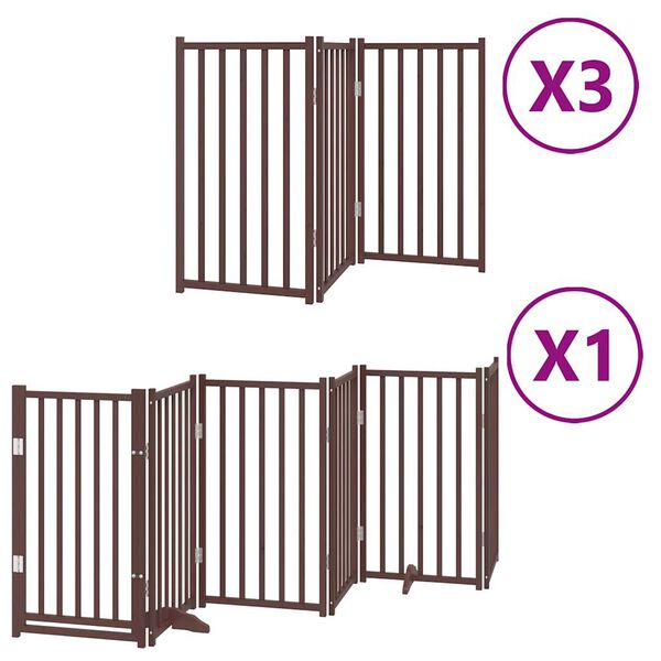 vidaXL Barri&egrave;re pour chien porte pliable 15 panneaux bois de peuplier