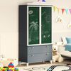 vidaXL Armoire Tableau Noir ROROS Gris et blanc 90 x 45 x 180 cm