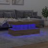 vidaXL Table basse avec lumi&egrave;res LED ch&ecirc;ne artisanal 90x50x40 cm