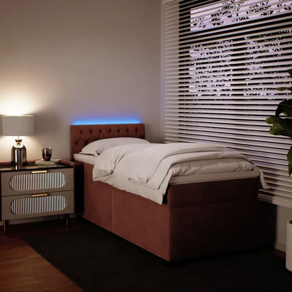 vidaXL Sommier &agrave; lattes de lit avec matelas Rose 100x200 cm Velours