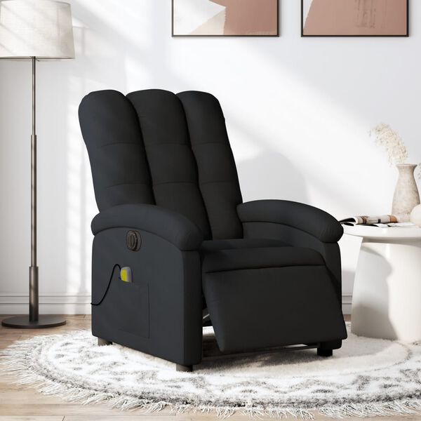vidaXL Fauteuil de massage inclinable &eacute;lectrique Noir Tissu