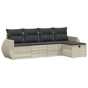 vidaXL Salon de jardin 5 pcs avec coussins gris clair r&eacute;sine tress&eacute;e