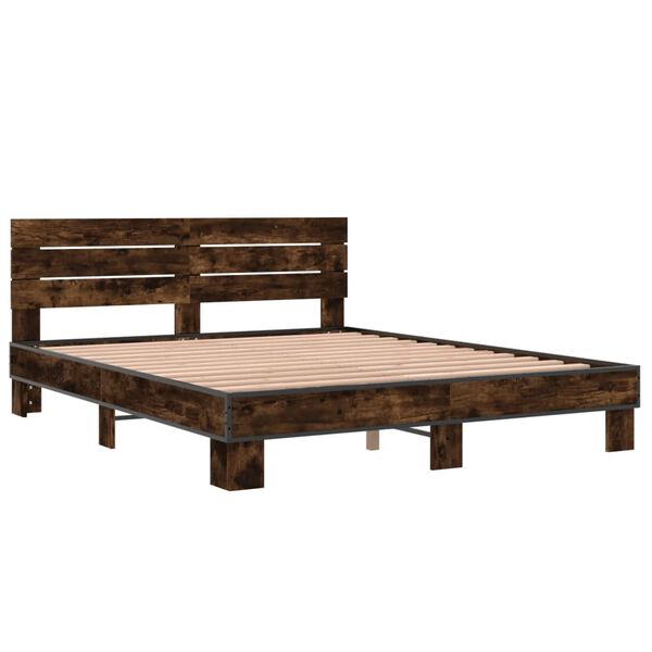 vidaXL Cadre de lit sans matelas ch&ecirc;ne fum&eacute; 160x200 cm