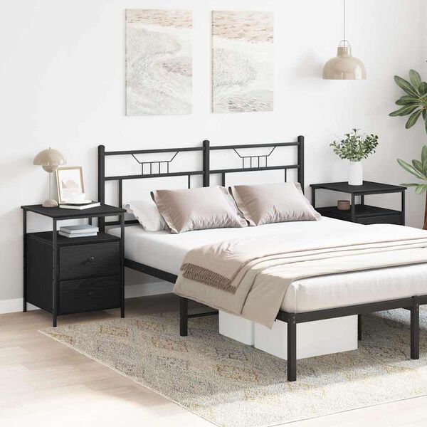 vidaXL Cabinet de chevet 2 pcs Ch&ecirc;ne noir 34 x 35,5 x 50 cm