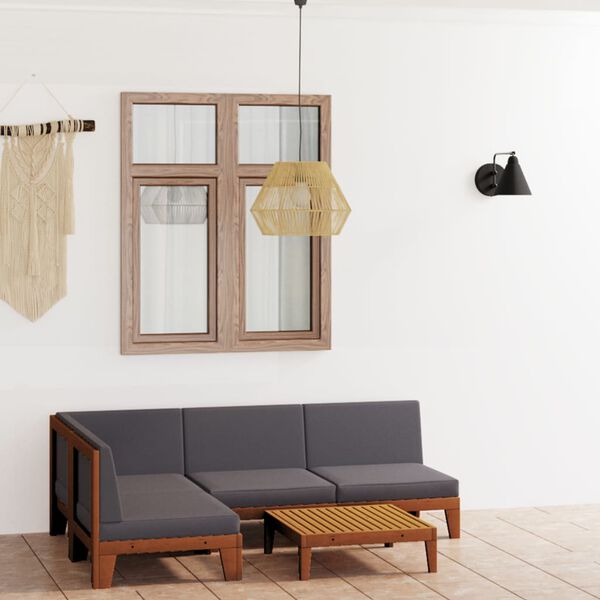 vidaXL Salon de jardin 5 pcs avec coussins Bois d'acacia solide