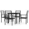 vidaXL Ensemble &agrave; manger de jardin 5 pcs Noir