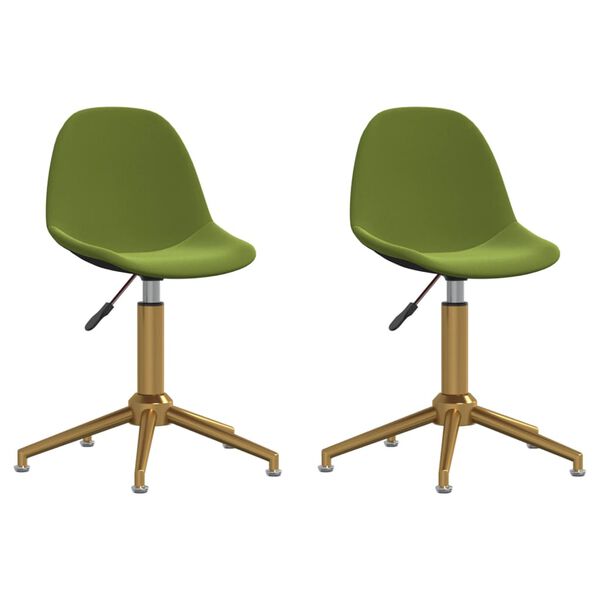 vidaXL Chaises pivotantes &agrave; manger lot de 2 Vert clair Velours