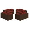 vidaXL Salon de jardin 8 pcs avec coussins r&eacute;sine tress&eacute;e marron