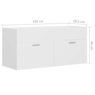 vidaXL Armoire d'évier Blanc 100x38,5x46 cm Aggloméré