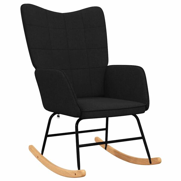 vidaXL Chaise &agrave; bascule avec tabouret Noir Tissu
