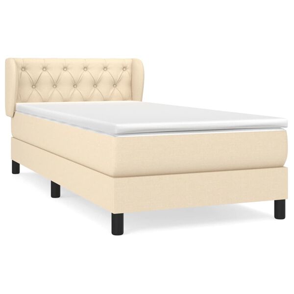 vidaXL Sommier &agrave; lattes de lit avec matelas Cr&egrave;me 80x200 cm Tissu
