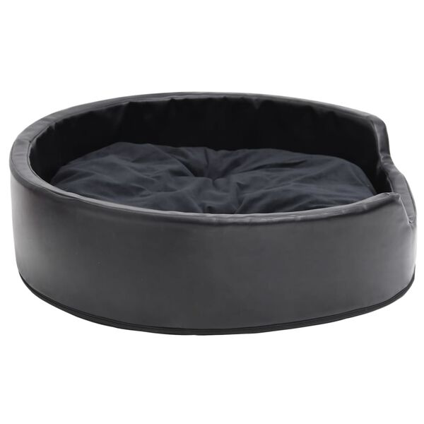 vidaXL Lit pour chiens Noir 79x70x19 cm Peluche et similicuir