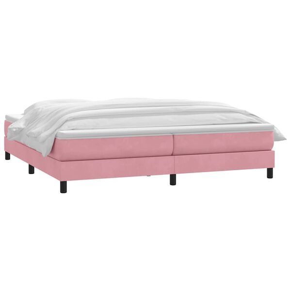 vidaXL Sommier &agrave; lattes de lit avec matelas rose 200x210 cm velours