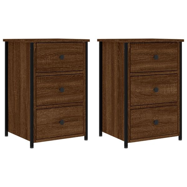 vidaXL Tables de chevet 2pcs ch&ecirc;ne marron 40x36x60cm Bois d'ing&eacute;nierie