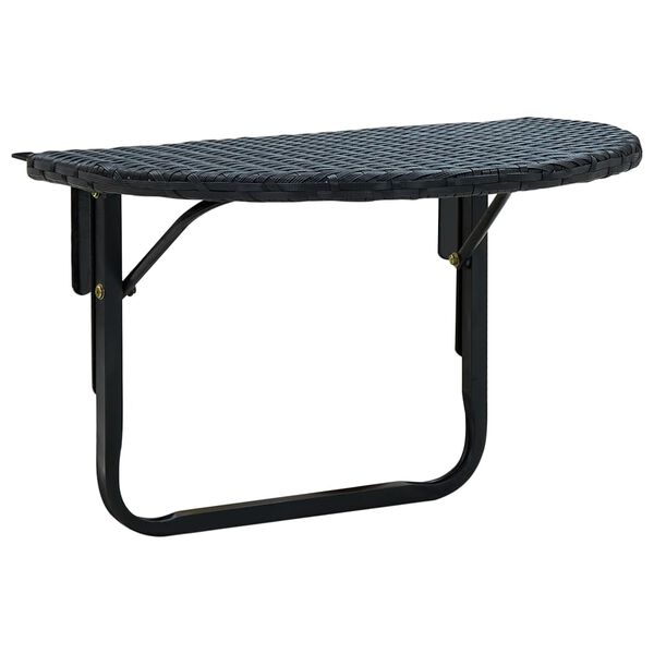 vidaXL Table de balcon 60x60x32 cm Noir R&eacute;sine tress&eacute;e