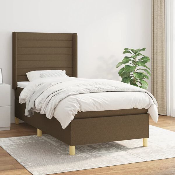 vidaXL Sommier &agrave; lattes de lit avec matelas Marron fonc&eacute; 100x200 cm