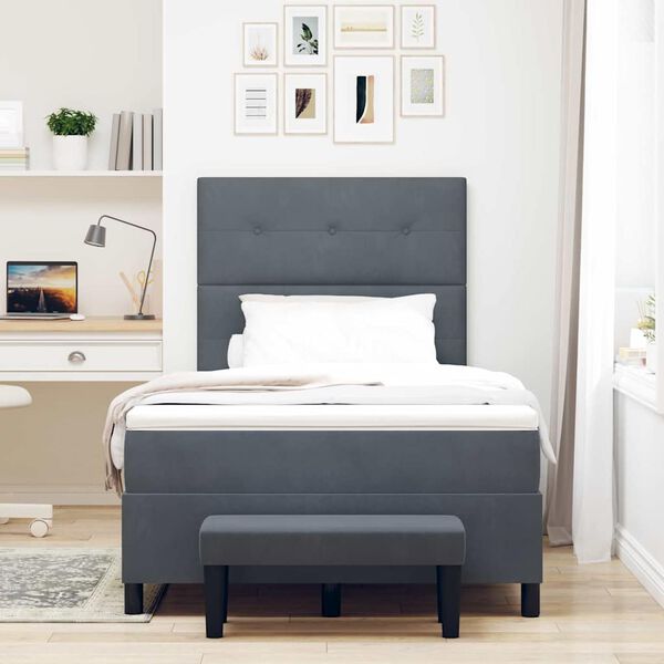 vidaXL Lit &agrave; ressorts avec matelas Gris fonc&eacute; 120 x 200 cm Velours