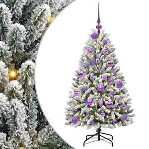 vidaXL Sapin de No&euml;l artificiel Vert et blanc 120 cm PVC et m&eacute;tal