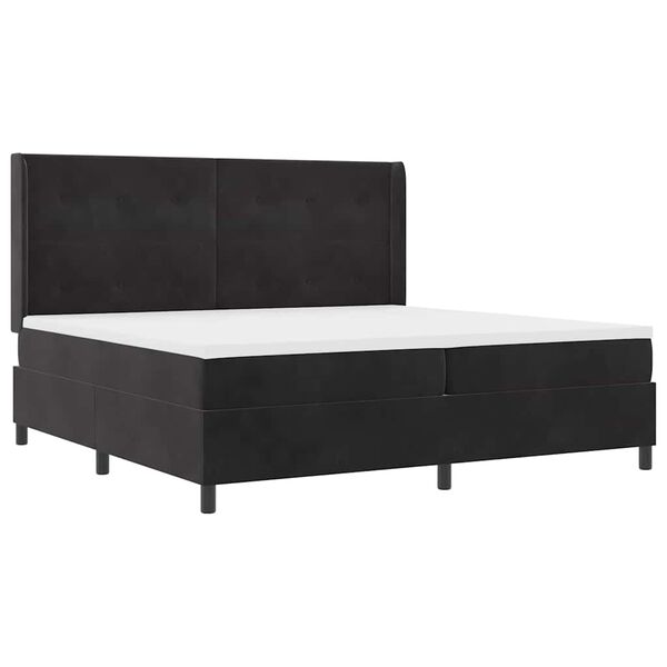 vidaXL Lit &agrave; ressorts avec matelas Noir 200 x 200 cm Velours