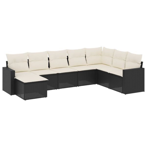 vidaXL Salon de jardin 8 pcs avec coussins noir r&eacute;sine tress&eacute;e