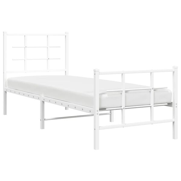 vidaXL Cadre de lit m&eacute;tal sans matelas avec pied de lit blanc 80x200cm