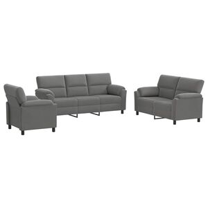 vidaXL Ensemble de Canap&eacute;s 3 pcs Gris fonc&eacute; Velours