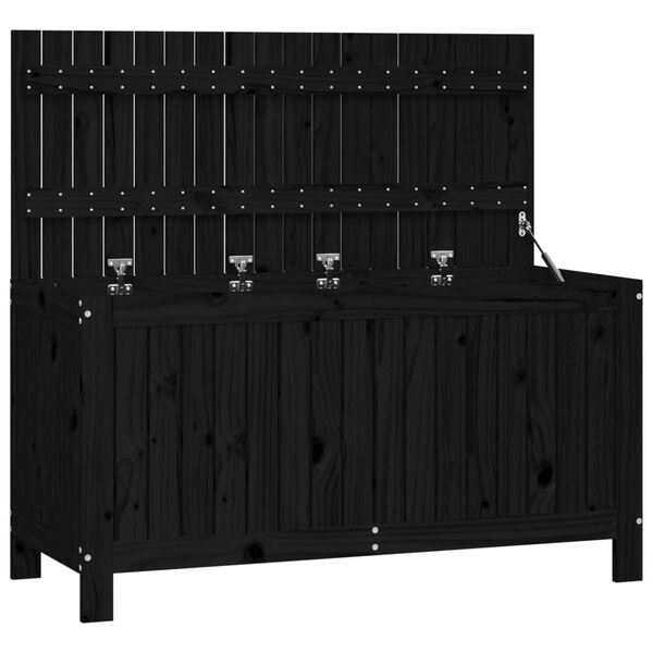 vidaXL Boîte de rangement de jardin Noir 115x49x60 cm Bois massif pin