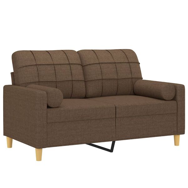vidaXL Canap&eacute; 2 places avec oreillers d&eacute;coratifs marron 120 cm tissu