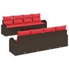 vidaXL Ensemble de Canap&eacute;s avec coussin 9 pcs Beige et Rouge polyrotin