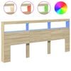 vidaXL Armoire t&ecirc;te de lit avec LED ch&ecirc;ne sonoma 220x17x102 cm
