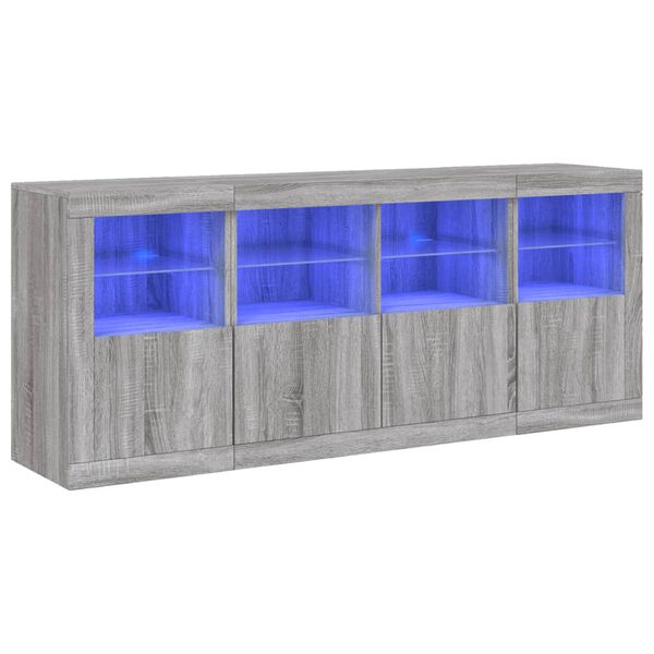 vidaXL Buffet avec lumi&egrave;res LED sonoma gris 163x37x67 cm