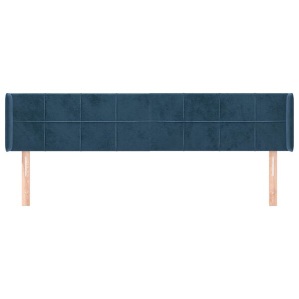 vidaXL Tête de lit avec oreilles Bleu foncé 183x16x78/88 cm Velours
