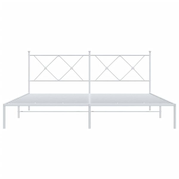 vidaXL Cadre de lit m&eacute;tal sans matelas et t&ecirc;te de lit blanc 183x213 cm