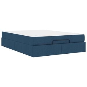 vidaXL Cadre de lit avec matelas avec matelas 2 pcs Bleu tissu