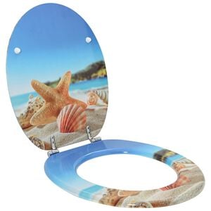 vidaXL Si&egrave;ge de toilette &agrave; fermeture douce Bleu clair 44 x 38 cm