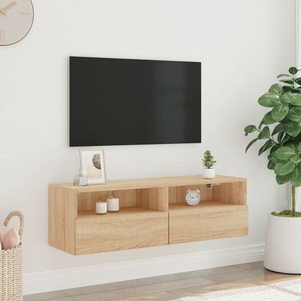 vidaXL Meuble TV mural ch&ecirc;ne sonoma 100x30x30 cm bois d'ing&eacute;nierie