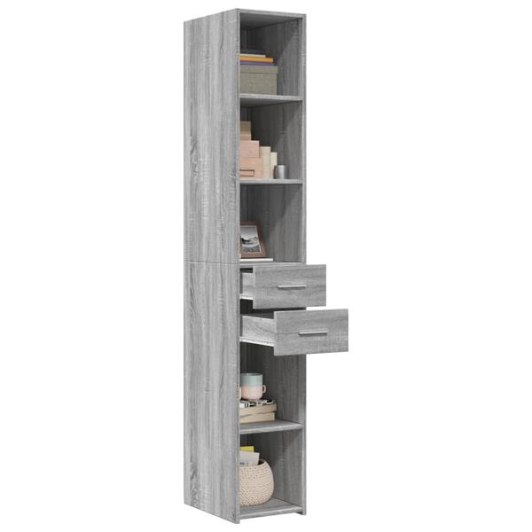 vidaXL Buffet haut sonoma gris 30x42,5x185 cm bois d'ing&eacute;nierie