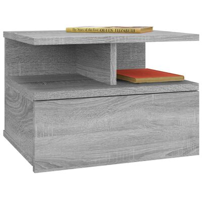 vidaXL Table de chevet flottante Sonoma gris Bois d’ingénierie