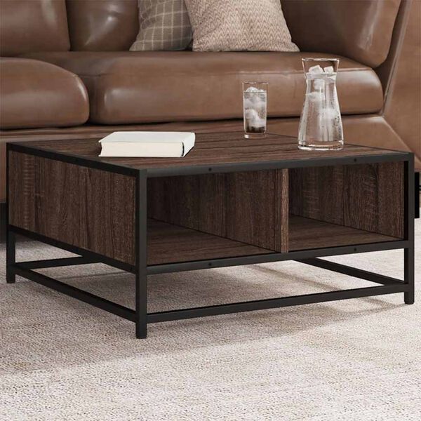 vidaXL Table basse chêne marron 60,5x60,5x30cm bois d'ingénierie/métal