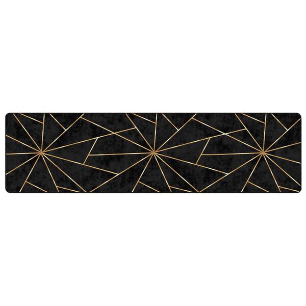vidaXL Tapis lavable noir et dor&eacute; 80x300 cm