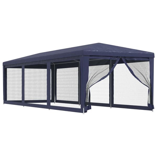 vidaXL Tente de f&ecirc;te avec 8 parois lat&eacute;rales en maille Bleu 3x9 m PEHD
