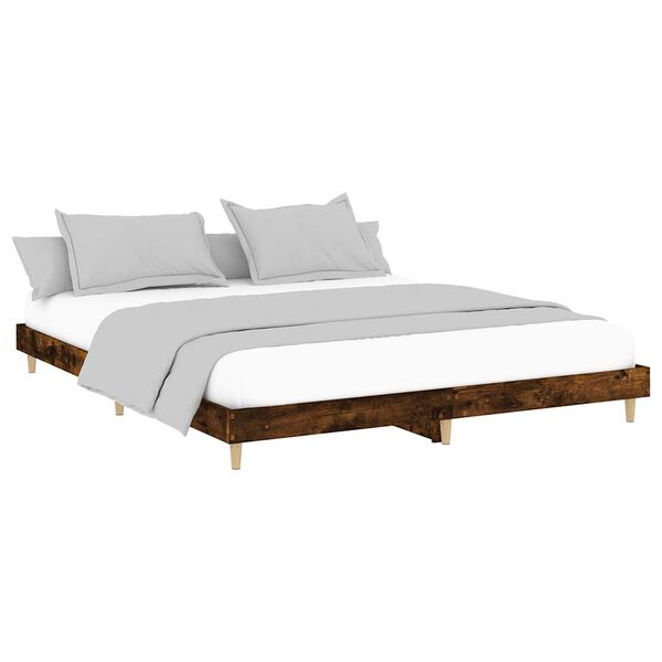 vidaXL Cadre de lit sans matelas ch&ecirc;ne fum&eacute; 120x200 cm bois ing&eacute;nierie