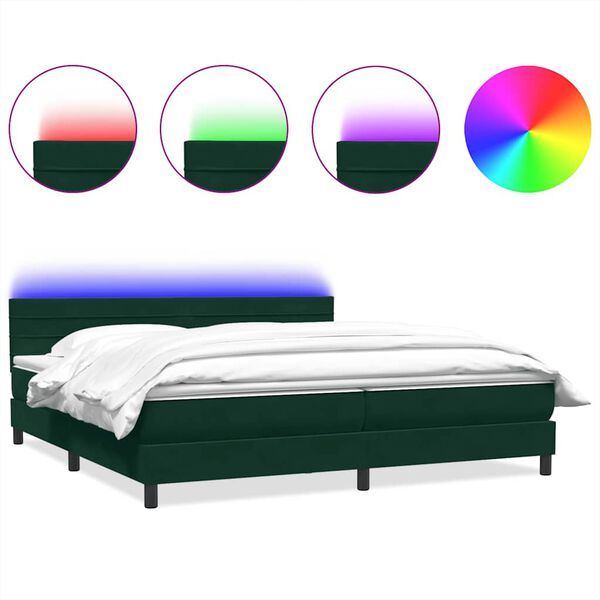 vidaXL Sommier &agrave; lattes de lit et matelas et LED vert fonc&eacute; 180x220cm velours